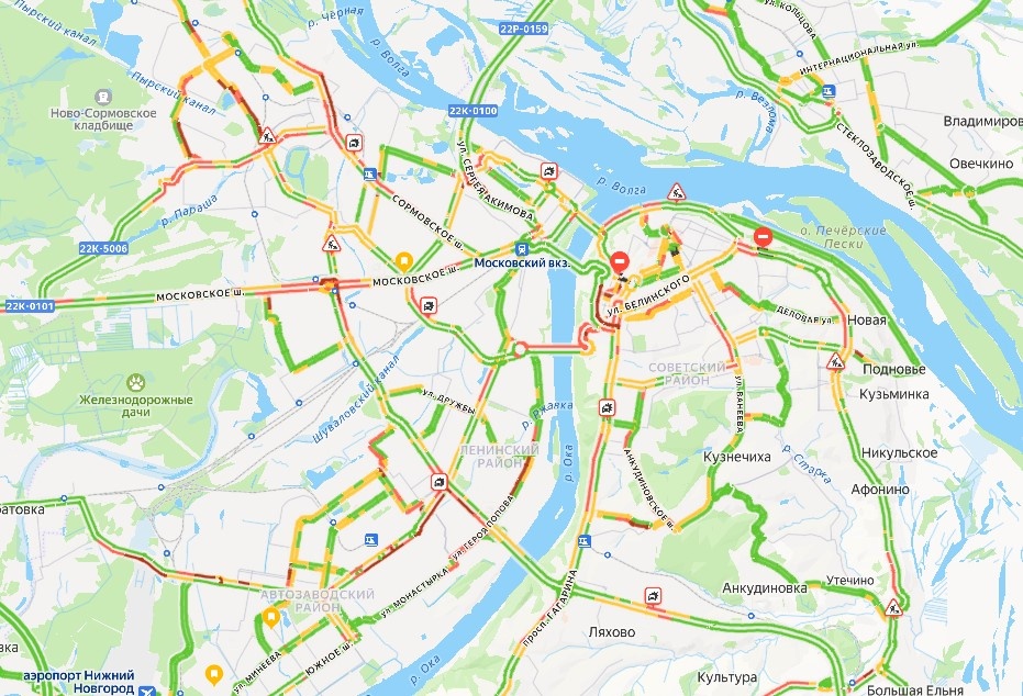 Нижегородцы застряли в огромных пробках в пятницу вечером &mdash; карта - фото 2