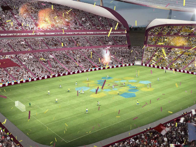 Из букв стадион. Фан зона в Катаре 2022. Заставка ЧМ 2022 по футболу. Футбольный газон в Лусаиле Дохе.