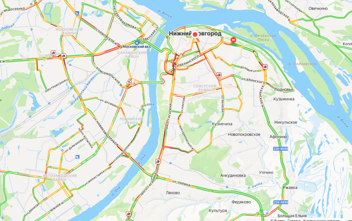 Жуткие пробки в 8 баллов сковали Нижний Новгород вечером 13 января - фото 1